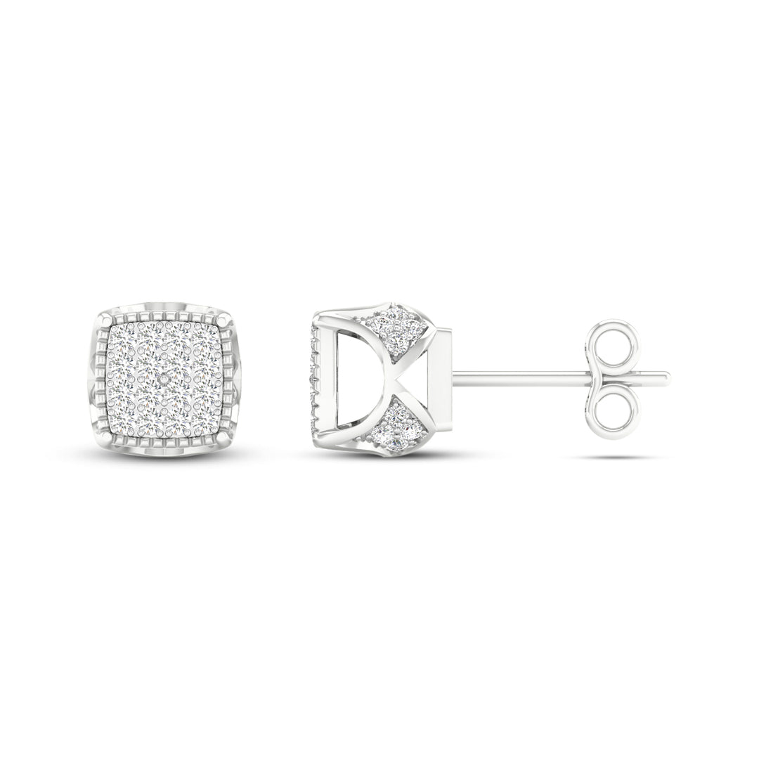 Chic 10k White Gold 0.15CT Lab Diamond Stud Earrings