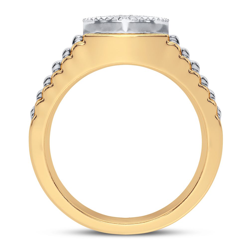 14K Yellow Gold Mens Lab Diamond Signature Band Ring