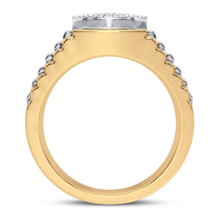 14K Yellow Gold Mens Lab Diamond Signature Band Ring