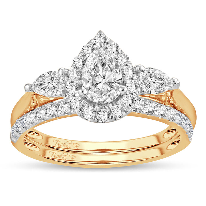 Brilliant Lab Diamond Bridal Ring in 14k Yellow Gold