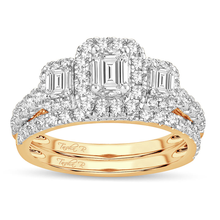 14K Yellow Gold 2CT Lab Diamond Bridal Ring Brilliance