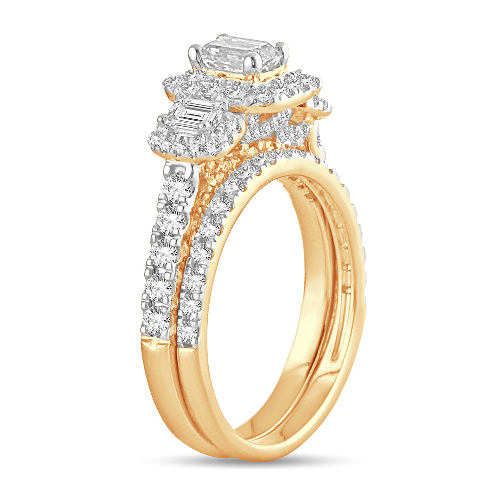 14K Yellow Gold 2CT Lab Diamond Bridal Ring Brilliance