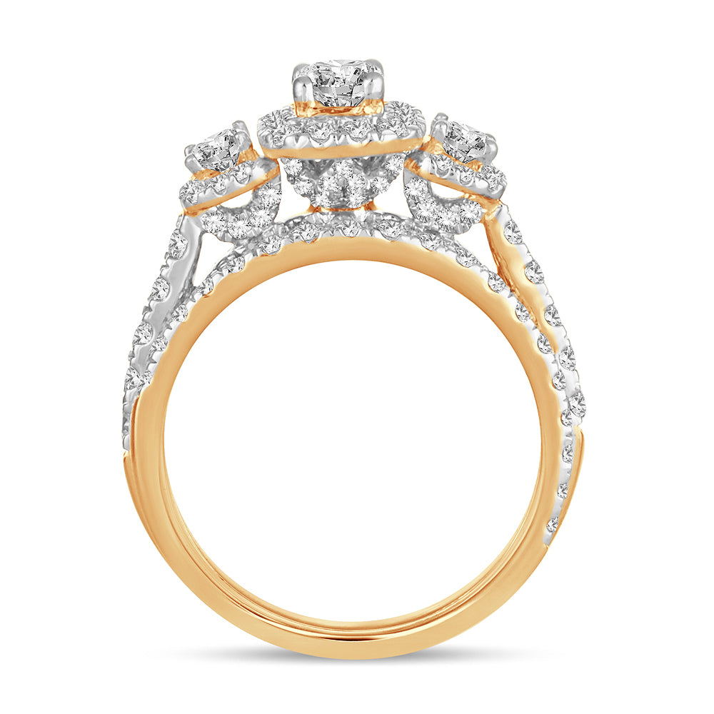 14K Yellow Gold 2CT Lab Diamond Bridal Ring Brilliance