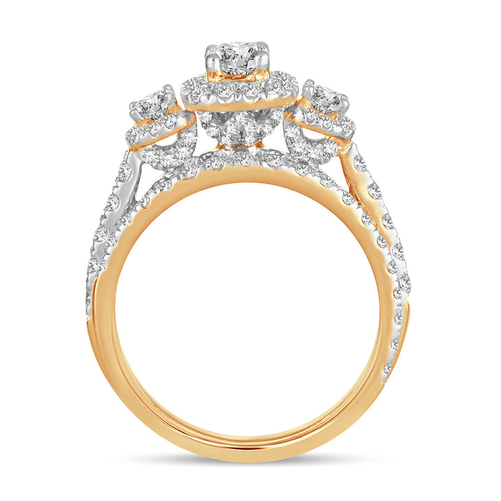 14K Yellow Gold 2CT Lab Diamond Bridal Ring Brilliance