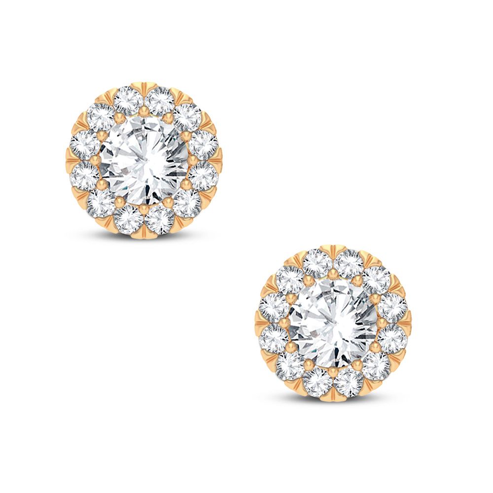 14k Yellow Gold Lab Diamond Stud Earrings - Chic Sparkle