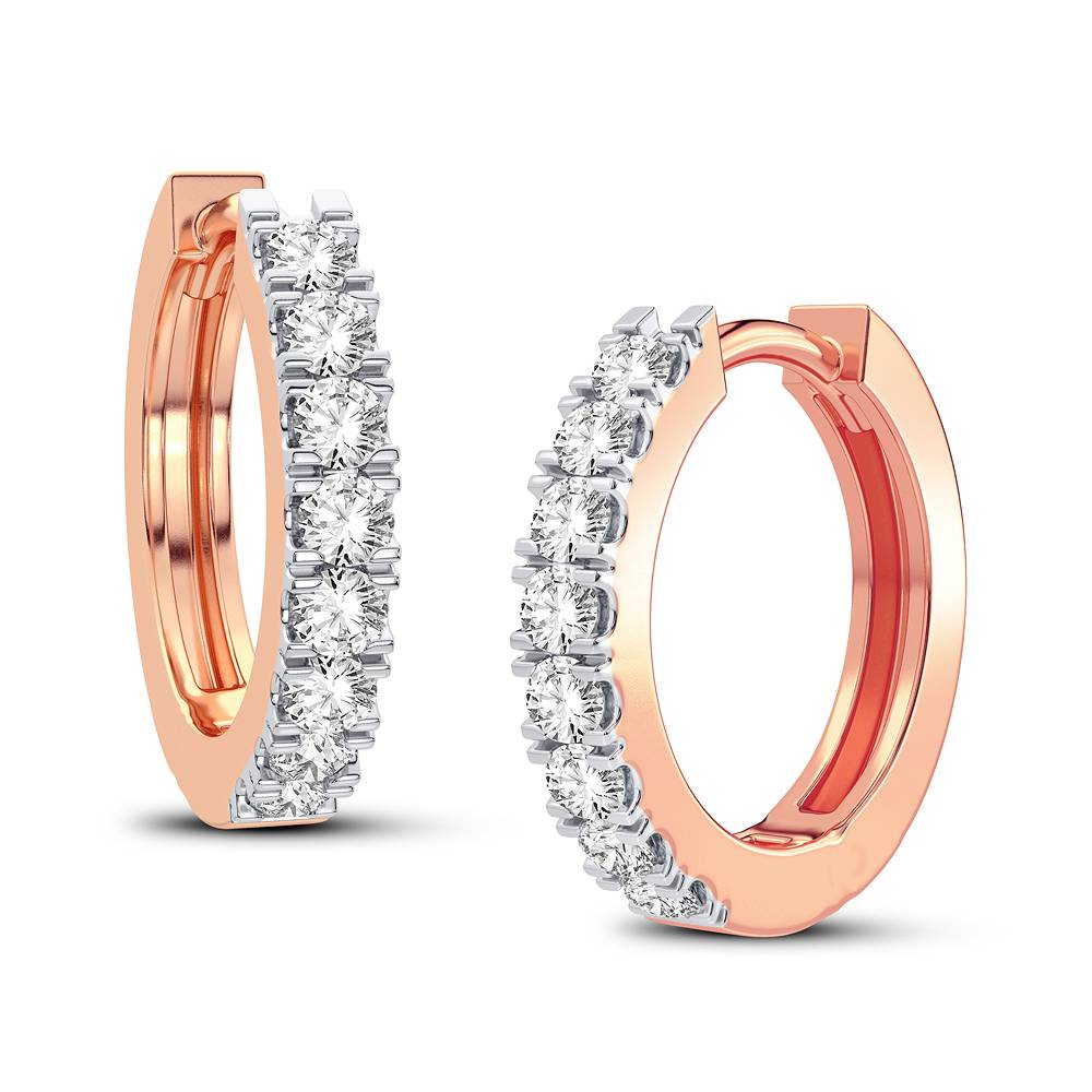 14k Rose Gold Lab Diamond Hoop Earrings - Chic Sparkle