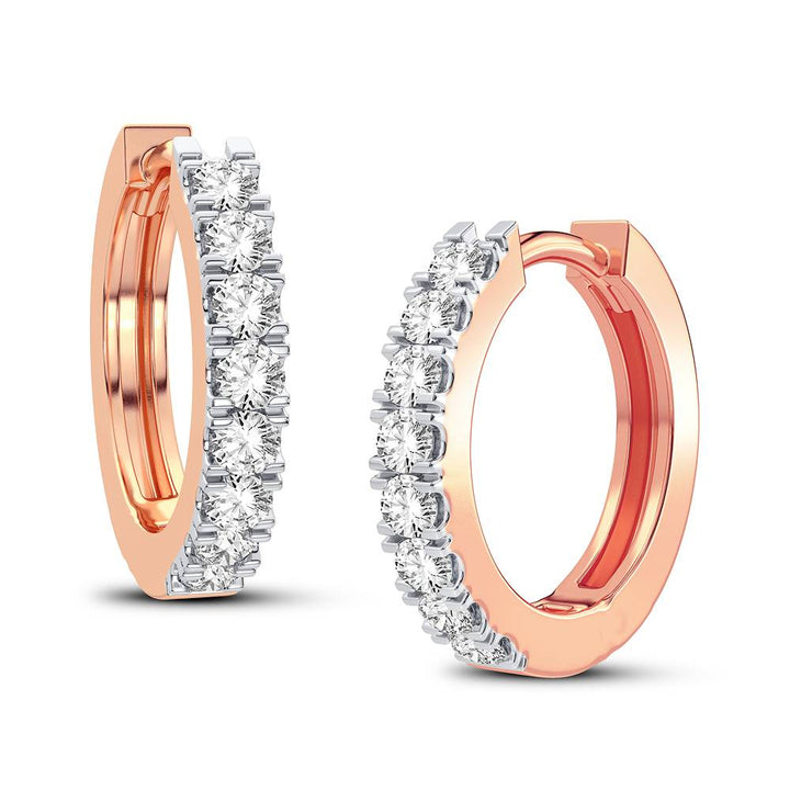 14k Rose Gold Lab Diamond Hoop Earrings - Chic Sparkle