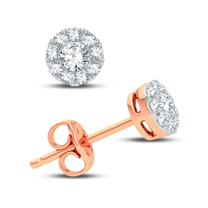 Romantic Rose Gold Lab Diamond Stud Earrings - 0.50ct