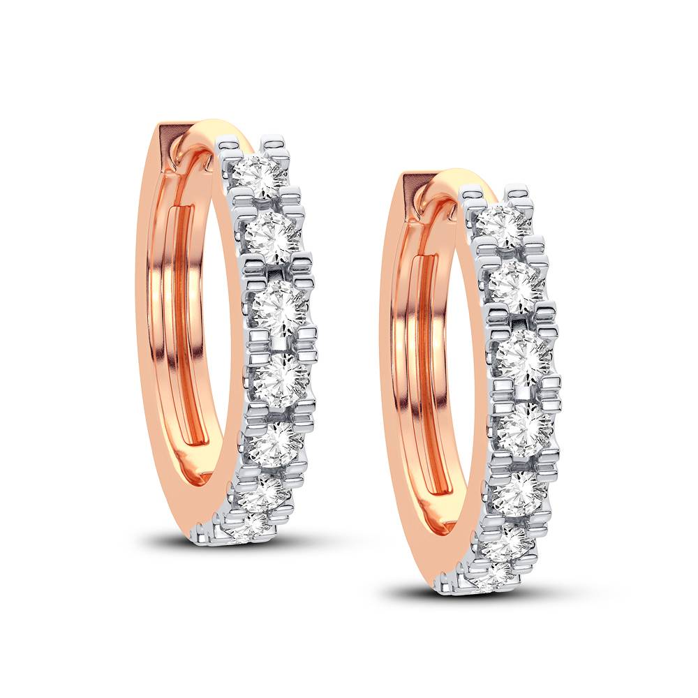 14K Rose Gold Lab Diamond Hoop Earrings - Chic Sparkle
