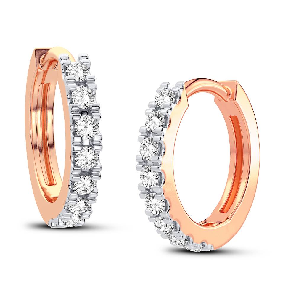 14K Rose Gold Lab Diamond Hoop Earrings - Chic Sparkle