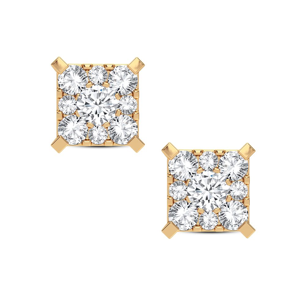 14k Yellow Gold Lab Diamond Stud Earrings for Women