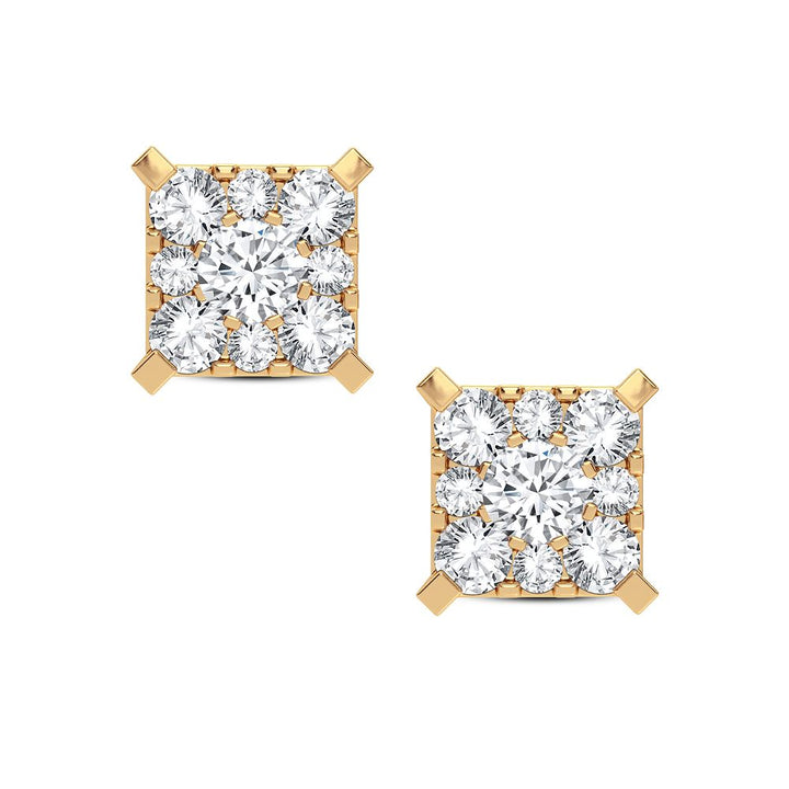 14k Yellow Gold Lab Diamond Stud Earrings for Women