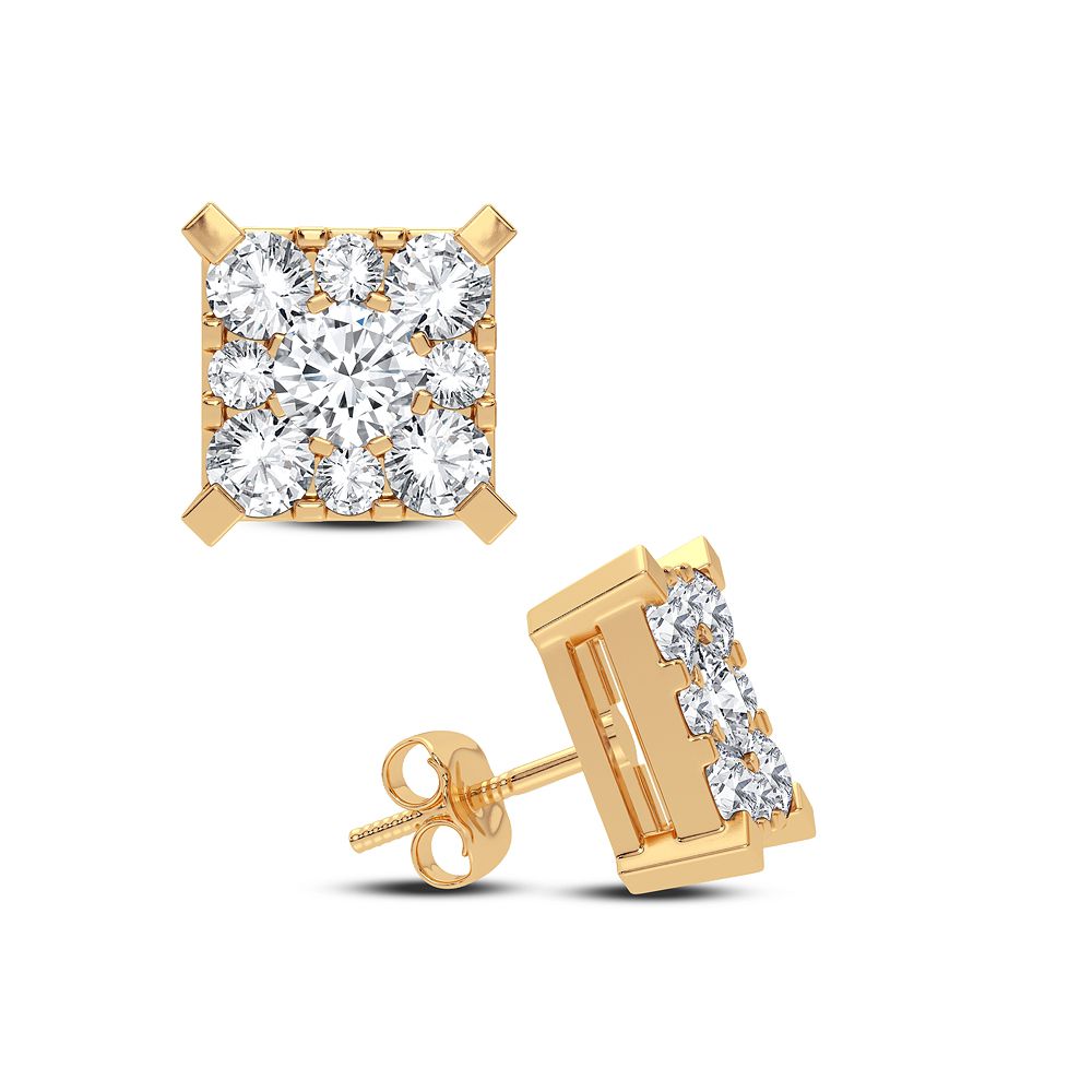 14k Yellow Gold Lab Diamond Stud Earrings for Women