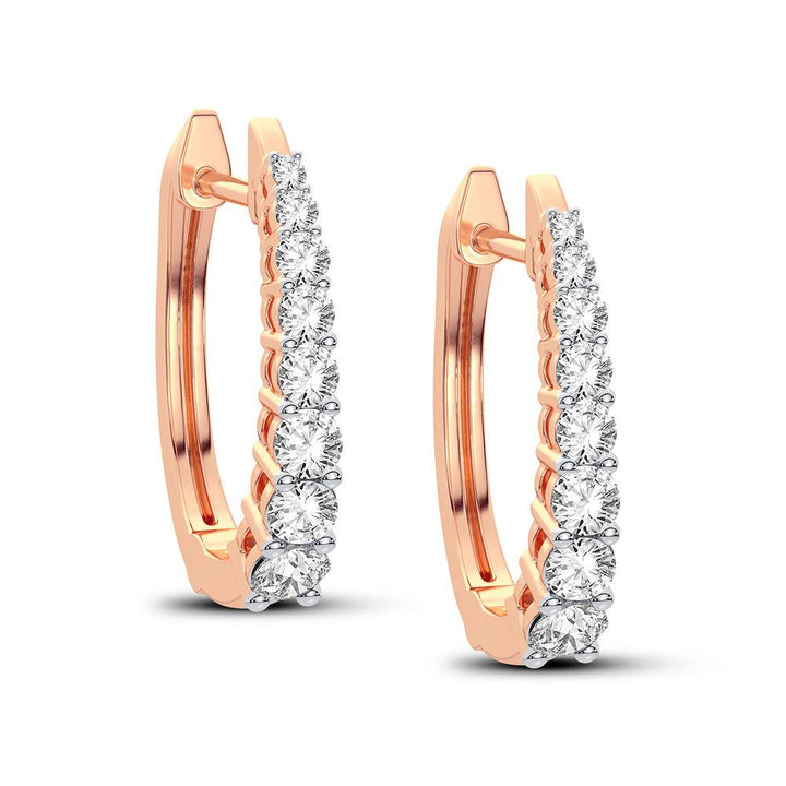 14k Rose Gold Lab Diamond Hoop Earrings - Chic Sparkle