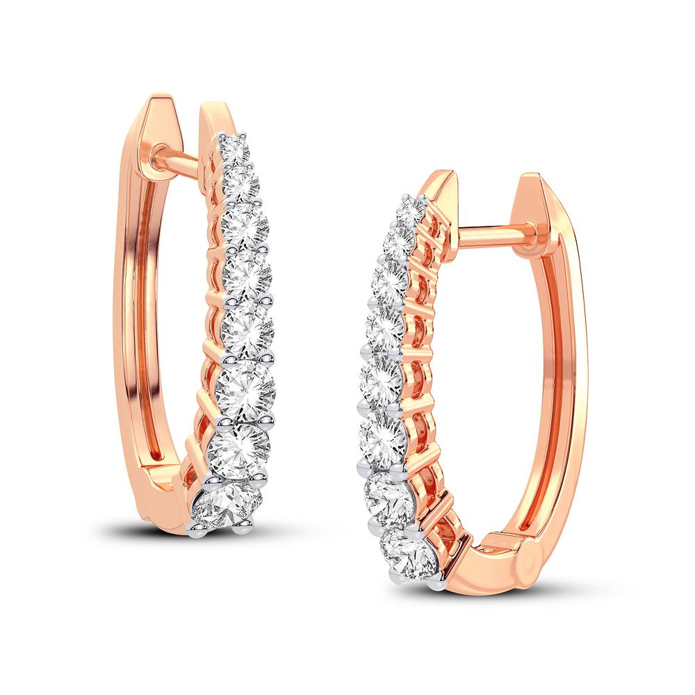 14k Rose Gold Lab Diamond Hoop Earrings - Chic Sparkle