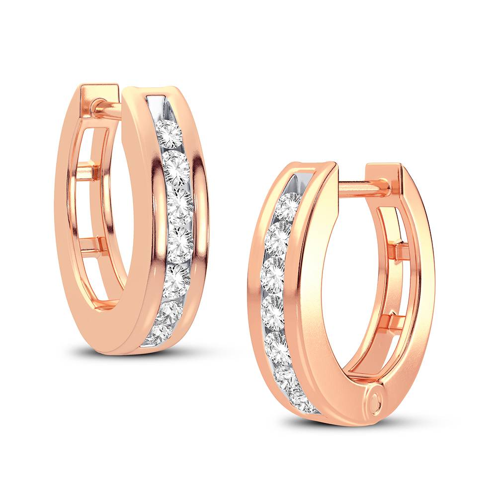 Romantic Rose Gold Lab Diamond Hoop Earrings - Chic Sparkle