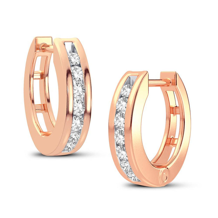 Romantic Rose Gold Lab Diamond Hoop Earrings - Chic Sparkle