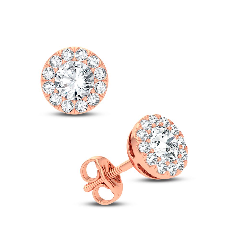 14k Rose Gold Lab Diamond Stud Earrings - Chic Sparkle