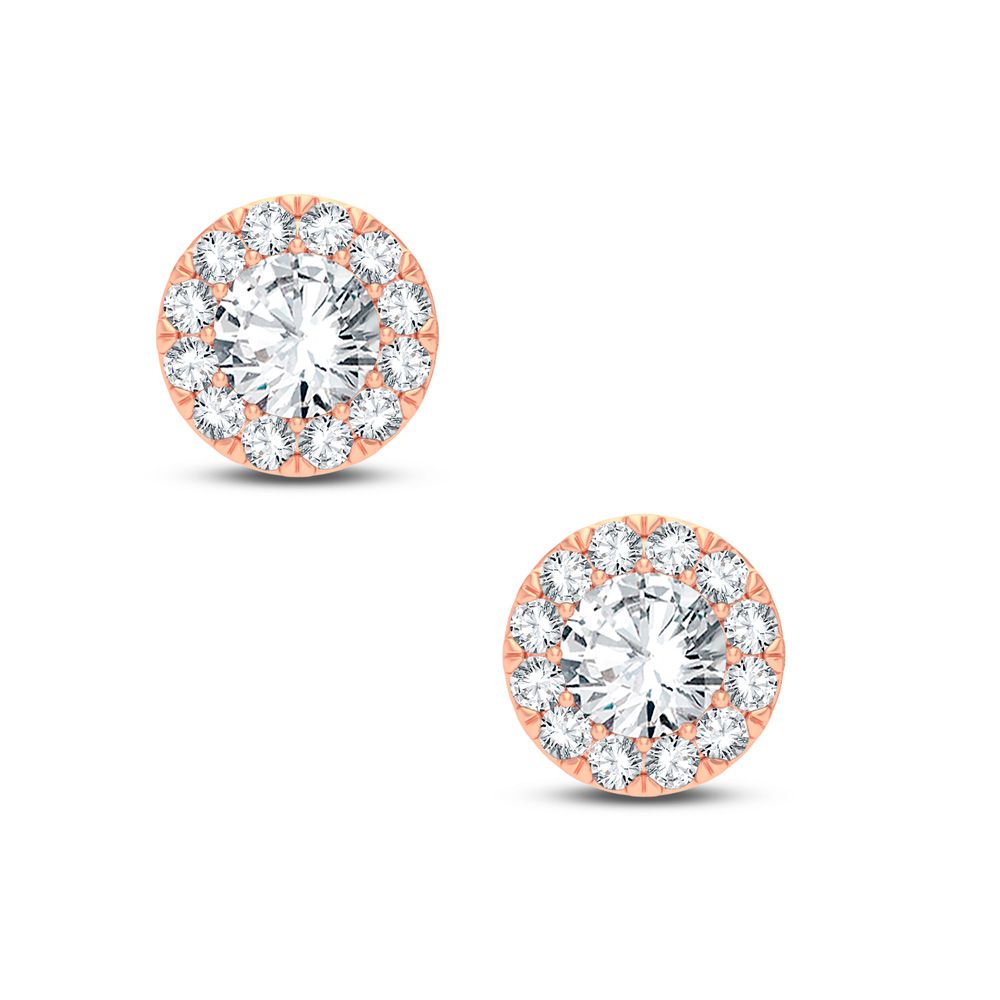 14k Rose Gold Lab Diamond Stud Earrings - Chic Sparkle