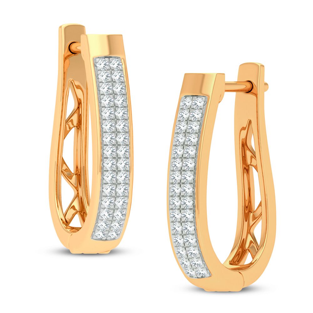 14K Yellow Gold Lab Diamond Hoop Earrings - Chic Sparkle