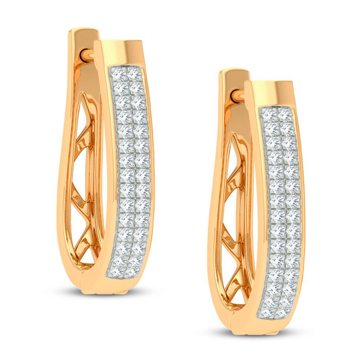 14K Yellow Gold Lab Diamond Hoop Earrings - Chic Sparkle