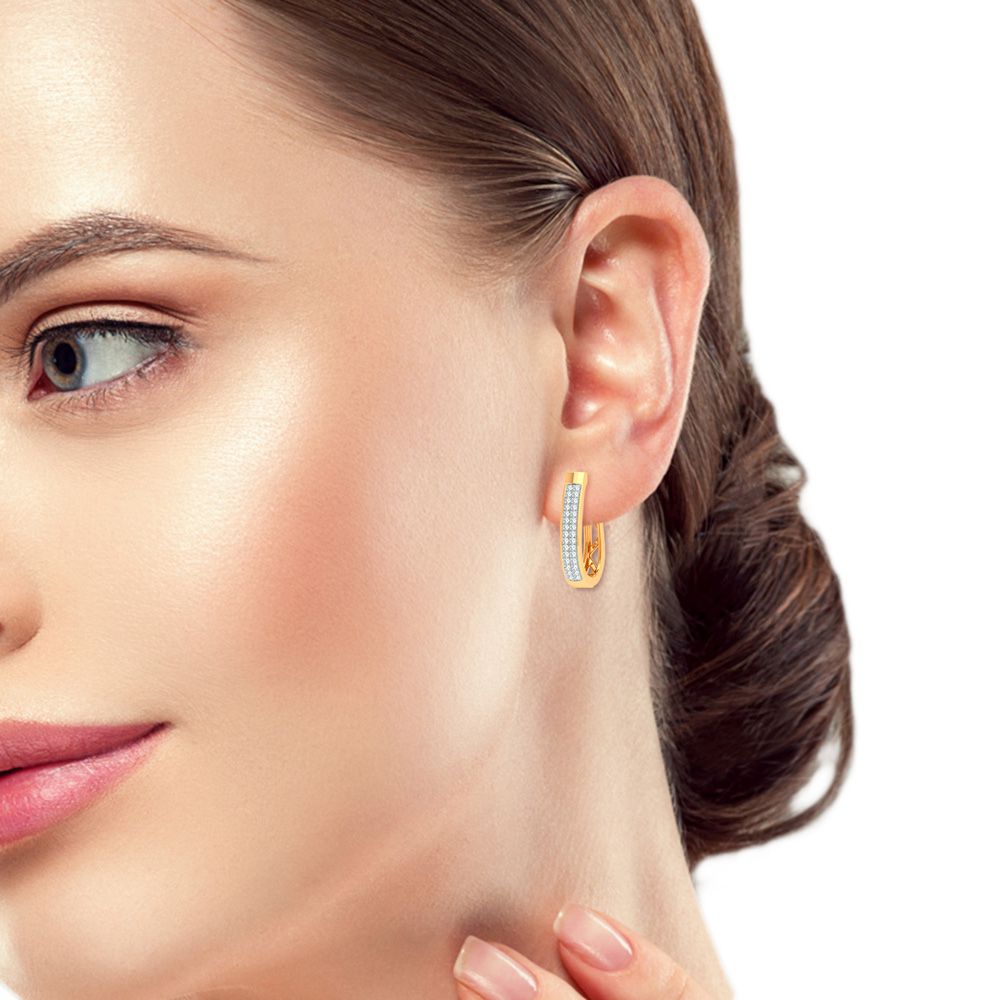 14K Yellow Gold Lab Diamond Hoop Earrings - Chic Sparkle