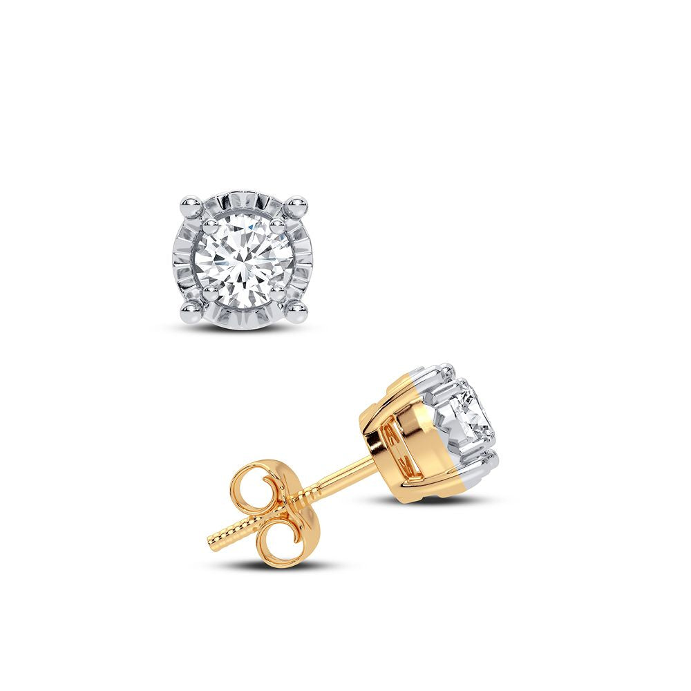 14k Yellow Gold Lab Diamond Stud Earrings for Women