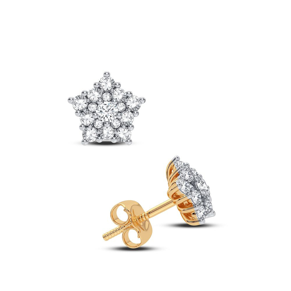 14k Yellow Gold Lab Diamond Stud Earrings - Chic Sparkle