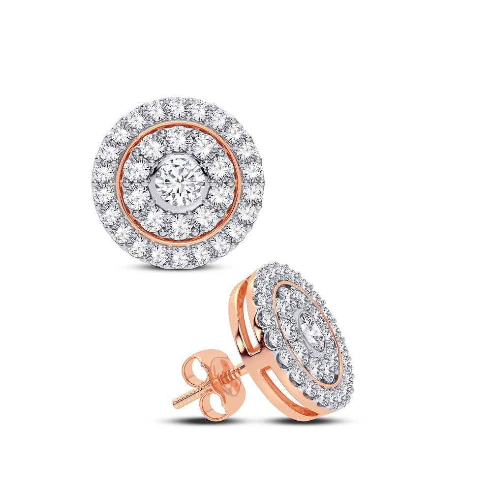 Romantic 14k Rose Gold 0.50CT Lab Diamond Stud Earrings