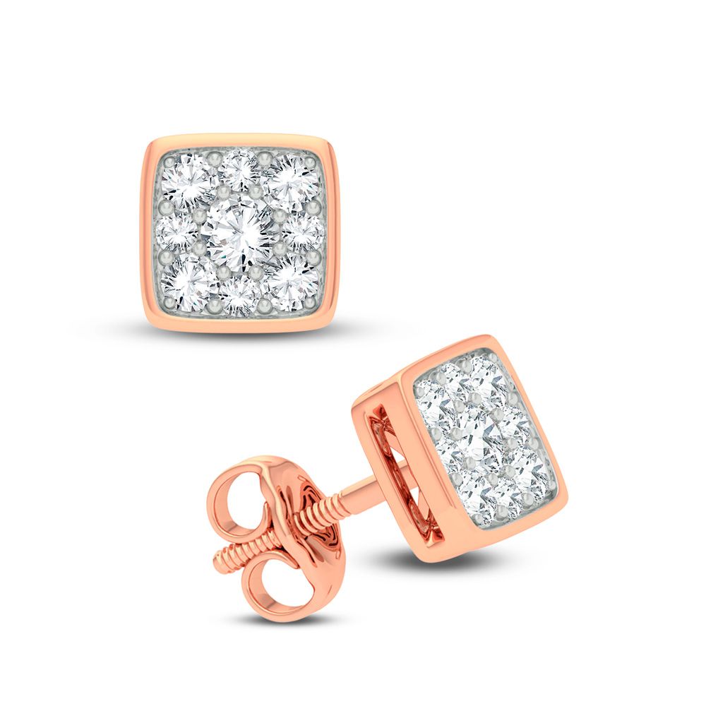 Romantic Rose Gold Lab Diamond Stud Earrings - 0.50CT