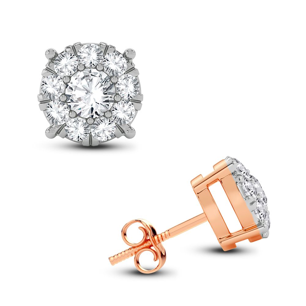 14k Rose Gold Lab Diamond Stud Earrings - Chic Sparkle
