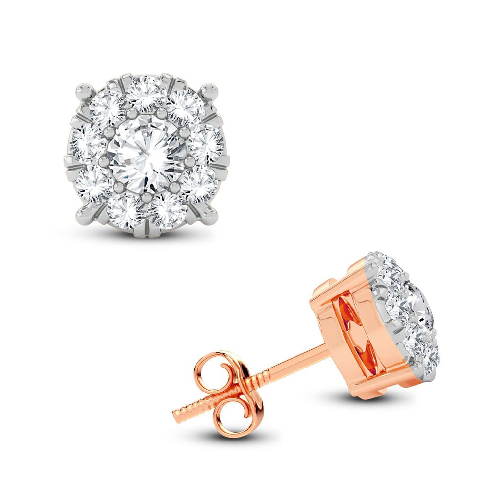 14k Rose Gold 0.25CT Lab Diamond Stud Earrings for Women
