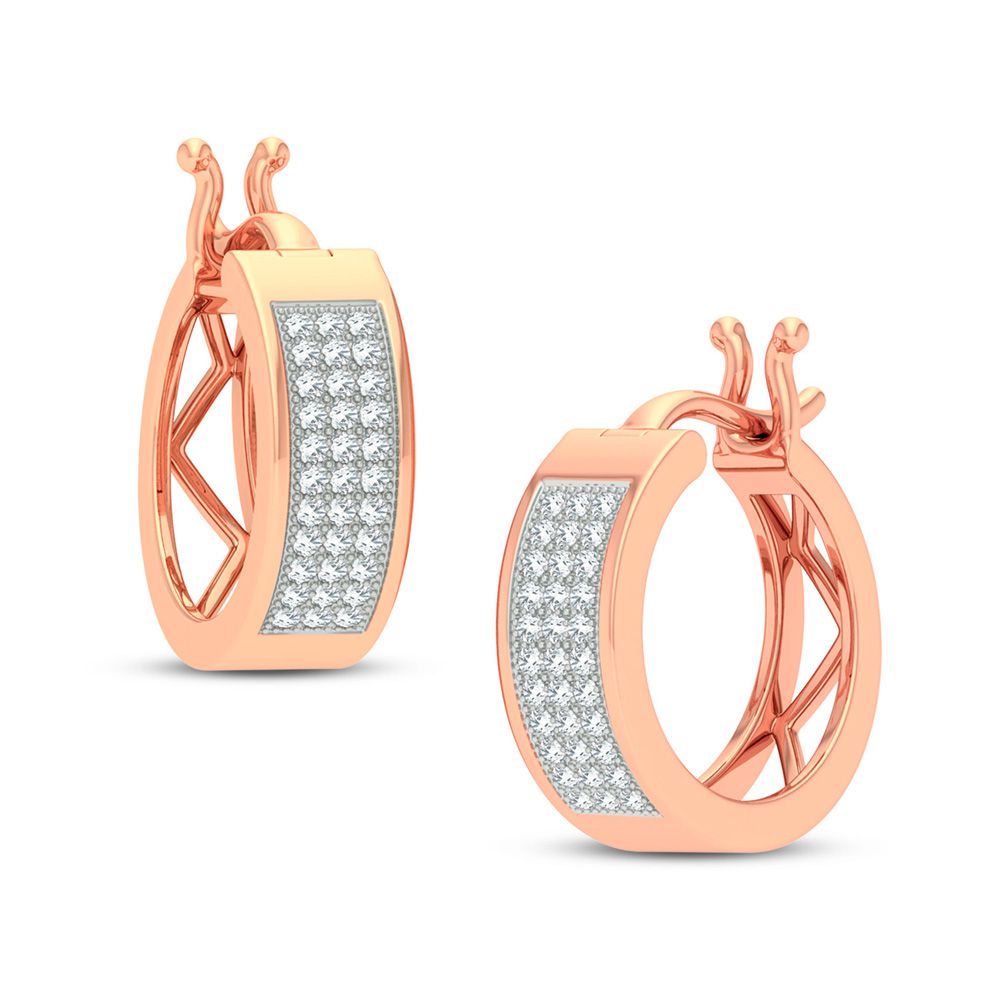 14k Rose Gold Lab Diamond Hoop Earrings - Chic Sparkle