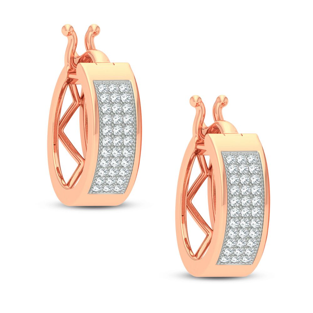 14k Rose Gold Lab Diamond Hoop Earrings - Chic Sparkle
