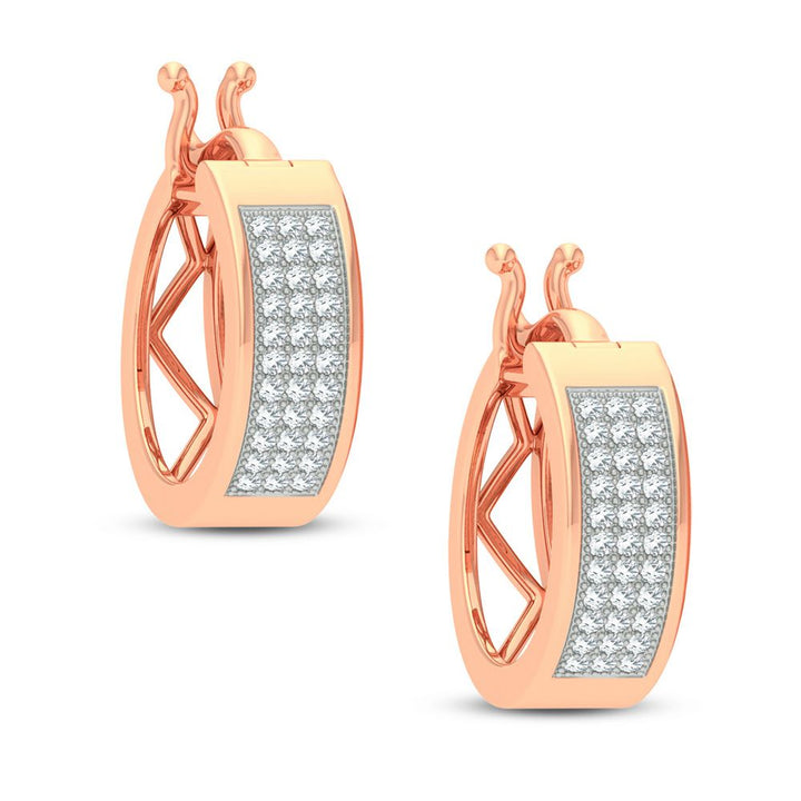 14k Rose Gold Lab Diamond Hoop Earrings - Chic Sparkle