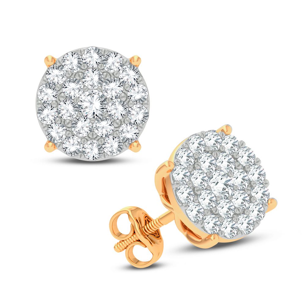 14k Yellow Gold 1CT Lab Diamond Stud Earrings for Women