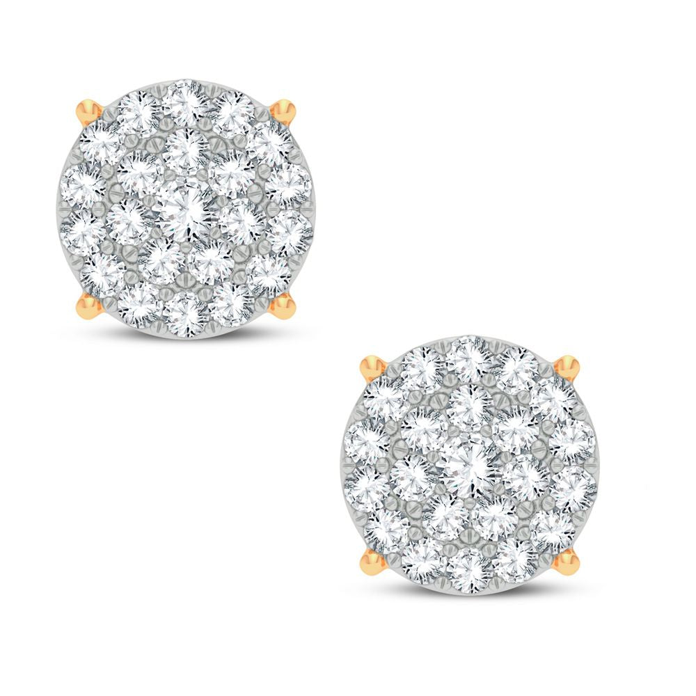 14k Yellow Gold 1CT Lab Diamond Stud Earrings for Women