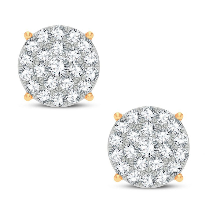 14k Yellow Gold 1CT Lab Diamond Stud Earrings for Women