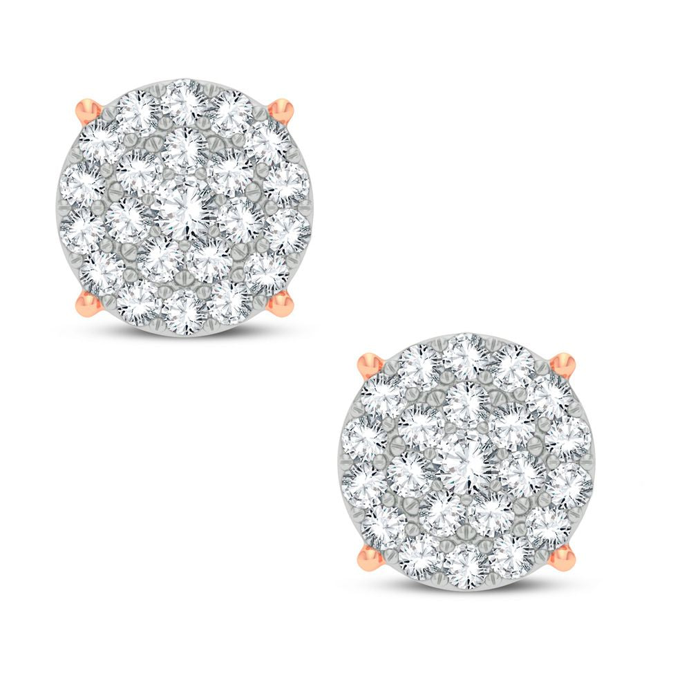 Romantic 14k Rose Gold Lab Diamond Stud Earrings - 1CT