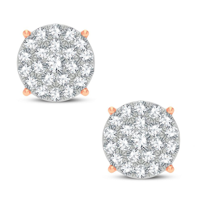 Romantic 14k Rose Gold Lab Diamond Stud Earrings - 1CT