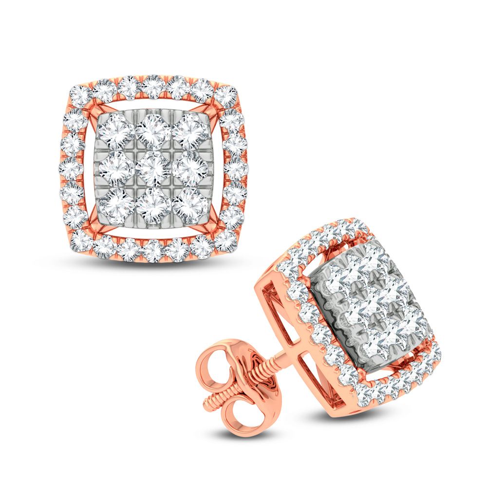 14k Rose Gold Lab Grown Diamond Stud Earrings - Chic Sparkle
