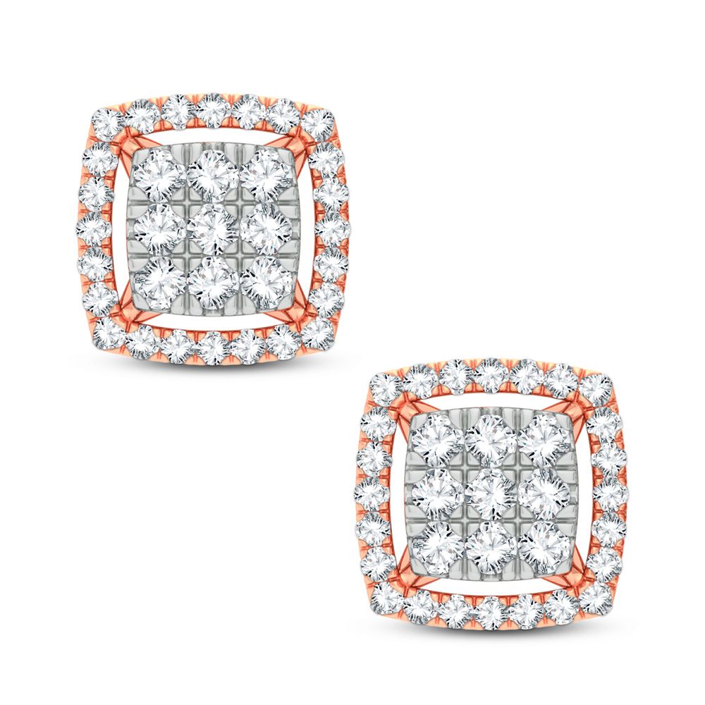 14k Rose Gold Lab Grown Diamond Stud Earrings - Chic Sparkle