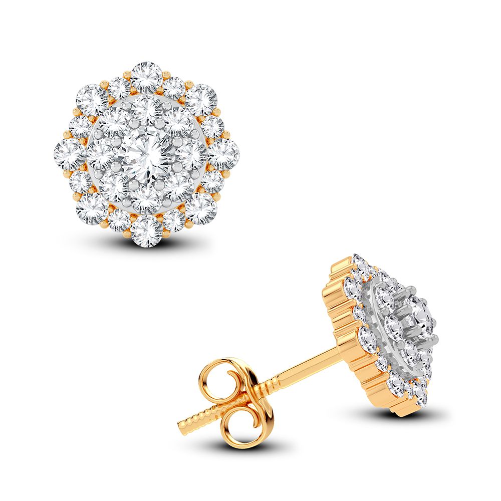 14k Yellow Gold Lab Diamond Stud Earrings - 0.33CT Womens