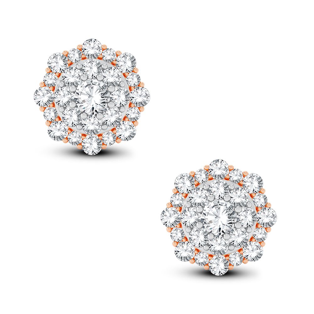 14k Rose Gold Lab Diamond Stud Earrings for Women