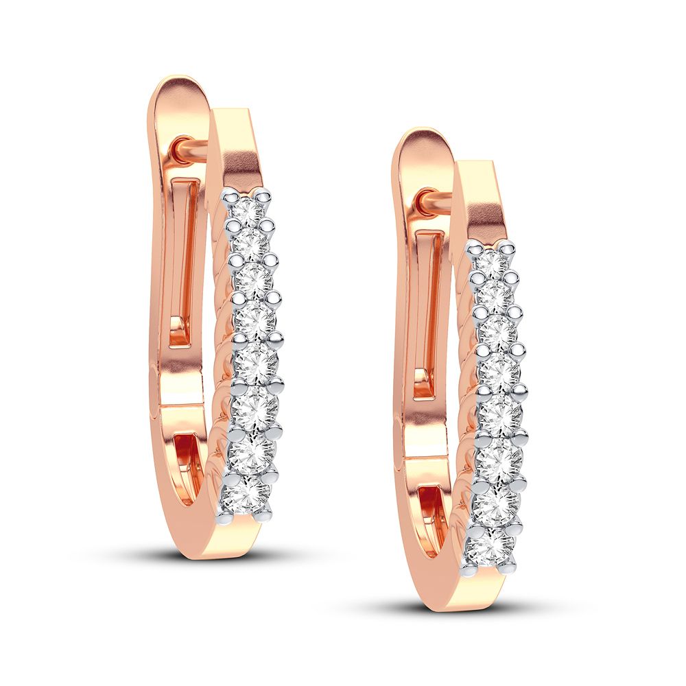 Delicate Rose Gold Lab Diamond Hoop Earrings for Women