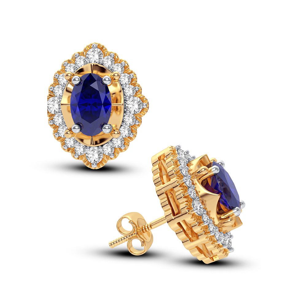 14K Yellow Gold 0.20CT Lab Diamond Stud Earrings for Women