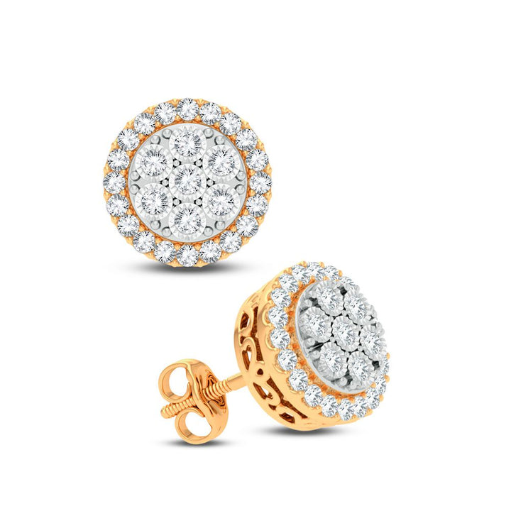 14k Yellow Gold 1CT Lab Diamond Stud Earrings for Women