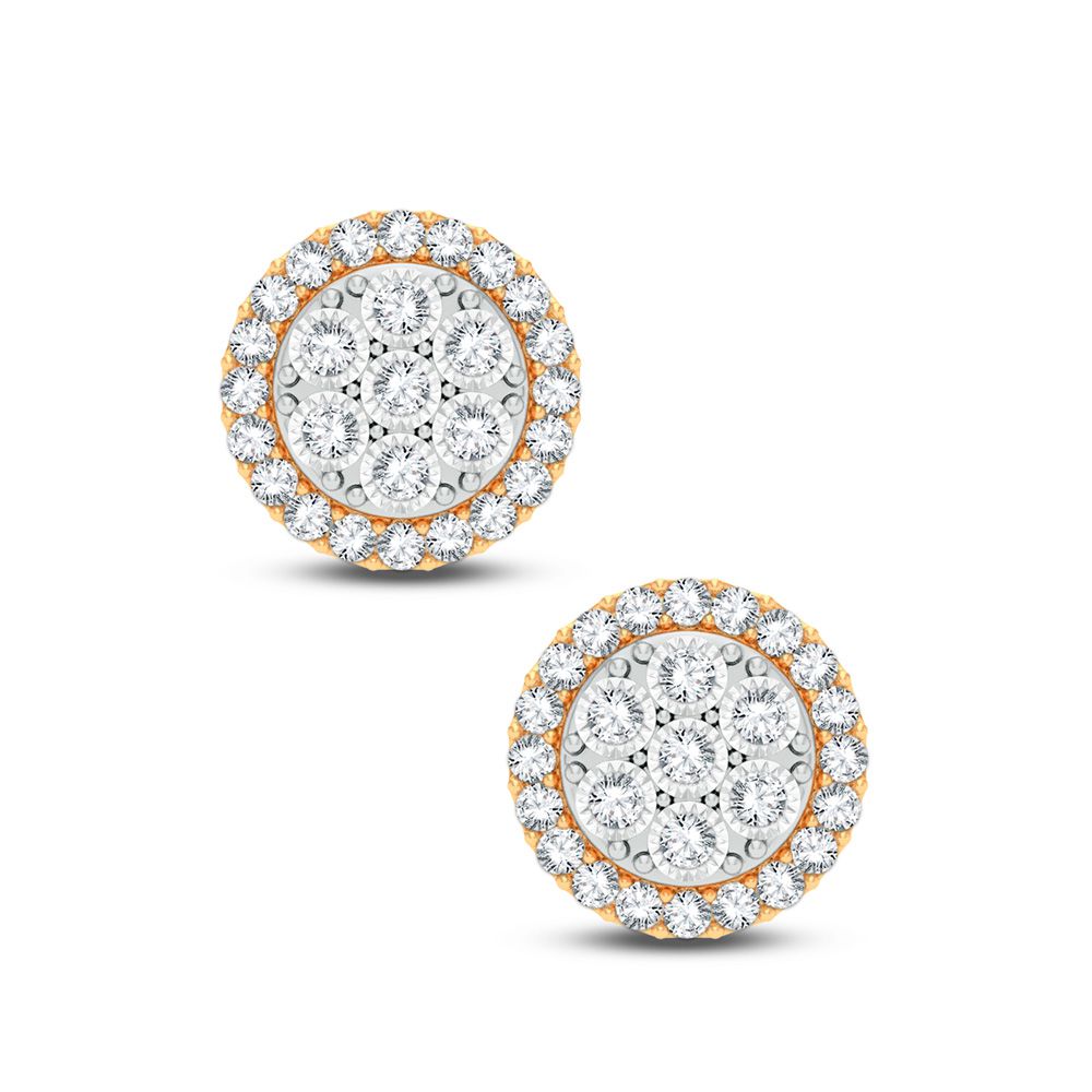 14k Yellow Gold 1CT Lab Diamond Stud Earrings for Women