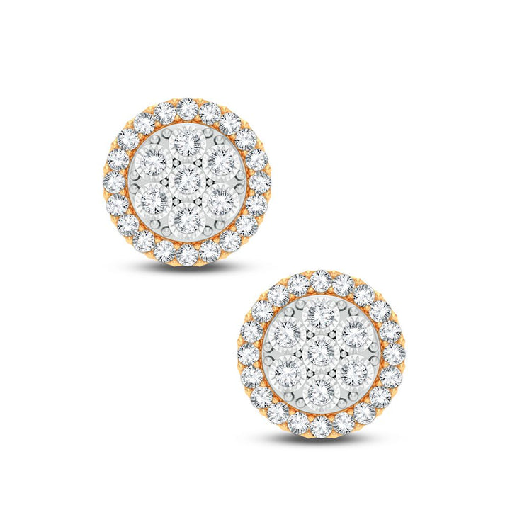 14k Yellow Gold 1CT Lab Diamond Stud Earrings for Women