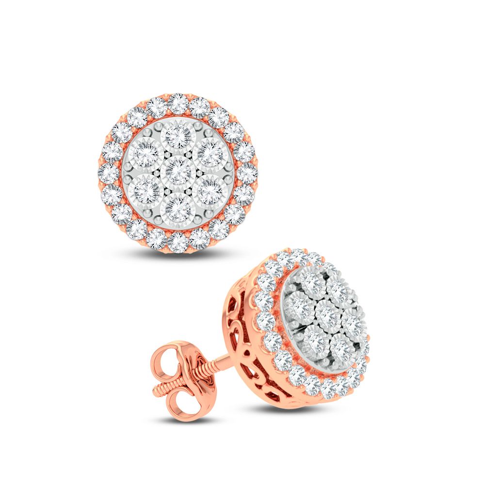 14k Rose Gold Lab Diamond Stud Earrings - Chic Sparkle